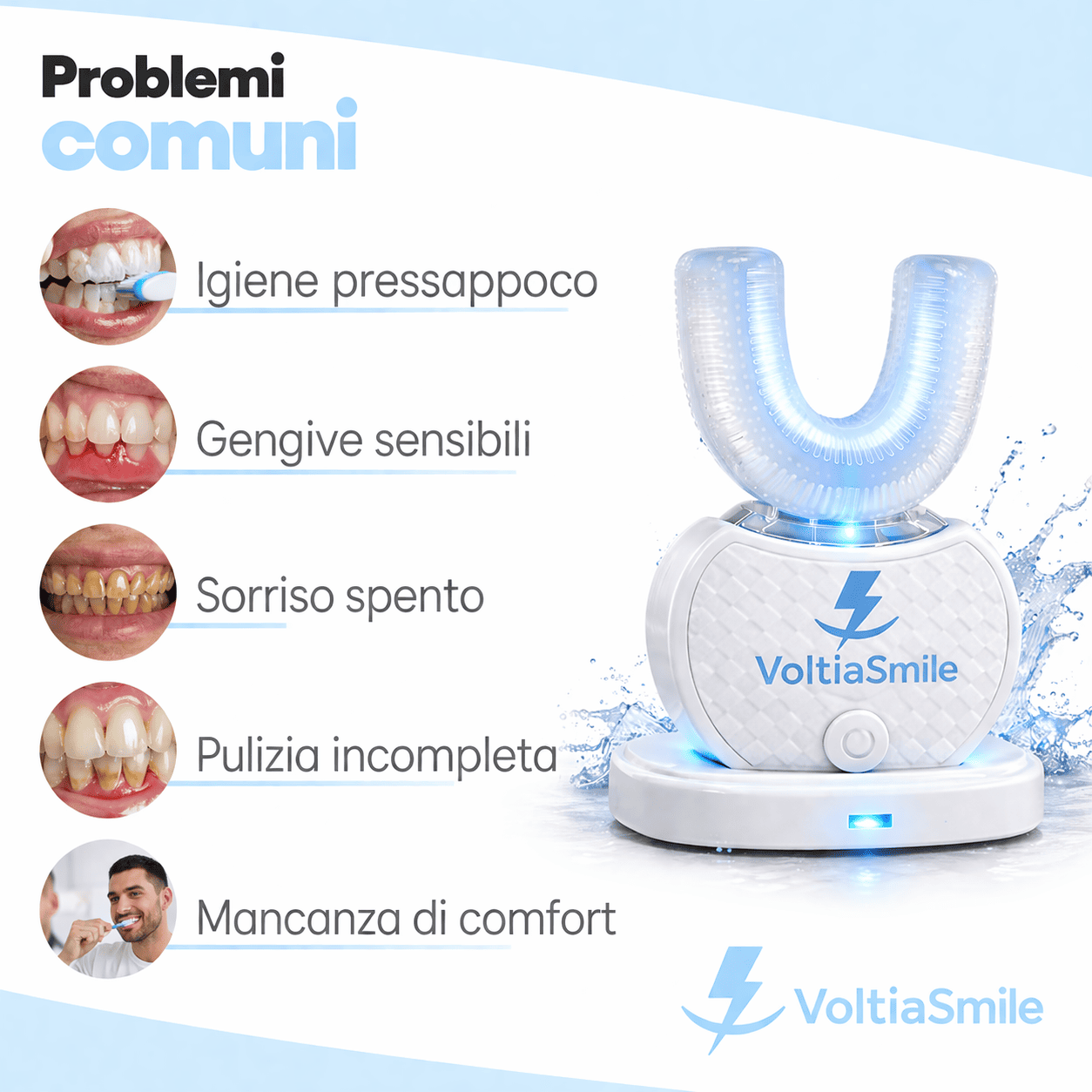 VoltiaSmile - Lavarsi i denti accuratamente in meno di 20 secondi