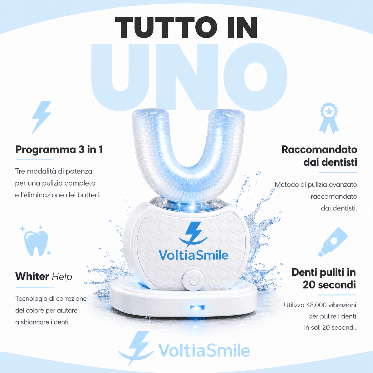 VoltiaSmile - Lavarsi i denti accuratamente in meno di 20 secondi